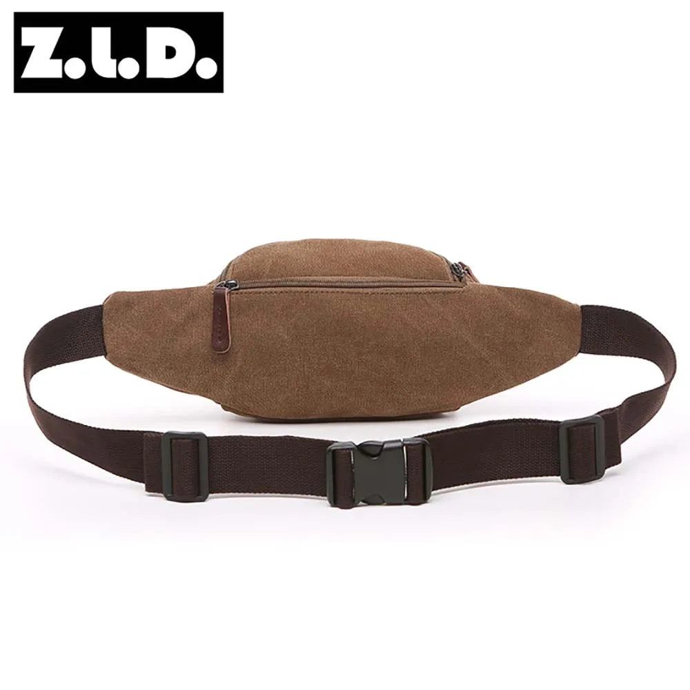 Casual waist bag cotton canvas men's outdoor sports running cycling diagonal bag/compartment cell phone waist bag Patchwork