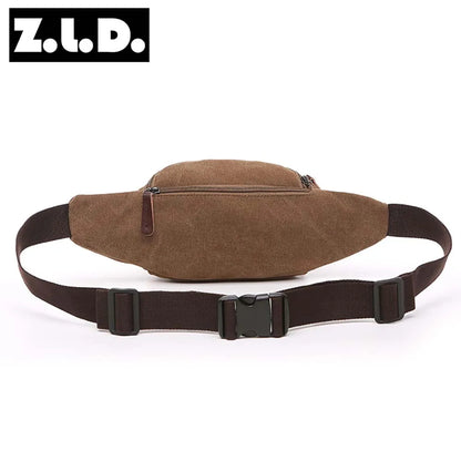 Casual waist bag cotton canvas men's outdoor sports running cycling diagonal bag/compartment cell phone waist bag Patchwork