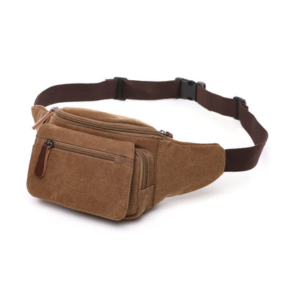 Casual waist bag cotton canvas men's outdoor sports running cycling diagonal bag/compartment cell phone waist bag Patchwork