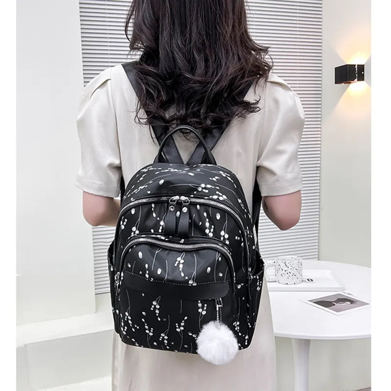 Casual woman backpack small backpack with fashion print female travel backpack flowers bookbag ladies backpack leisure schoolbag