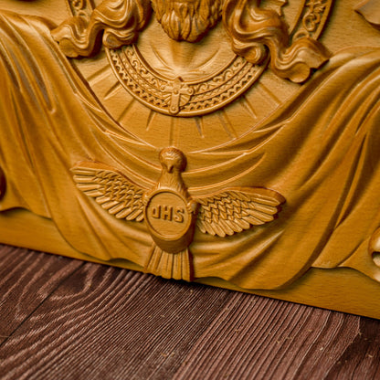 Catholic Saints Church cross-wall decoration Sacred Heart Jesus wood carving plaque human savior Christ baptistery statue