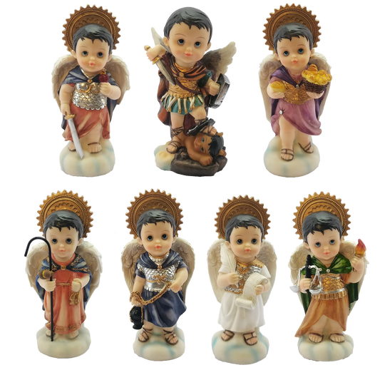 Catholic Statue Seven Archangels Michael Raphael Zadquiel Barachiel Uriel Gabriel Jofiel Cartoon Collection Figurines Set