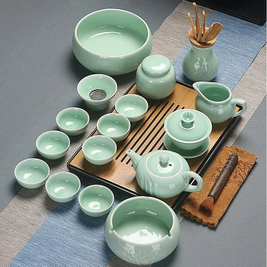 Celadon Kungfu Tea Set, Tea Cup, Teapot Cover Bowl, Tea Washing, Six Gentleman Tea Set, Filter, Single Master Cup, Ashtray