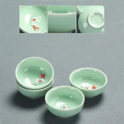Celadon Kungfu Tea Set, Tea Cup, Teapot Cover Bowl, Tea Washing, Six Gentleman Tea Set, Filter, Single Master Cup, Ashtray