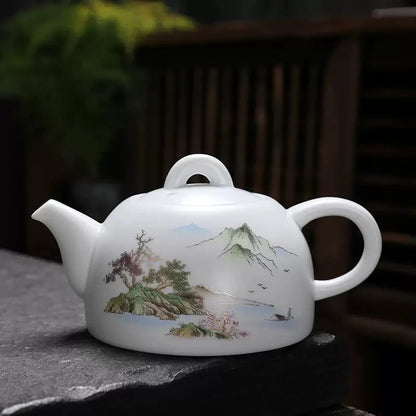 Celadon Tea Pot Kung Fu TeaSet Accessories Ceramic Handmade White Porcelain Teapot Chinese Tea Ceremony Oolong Tea Filter Kettle