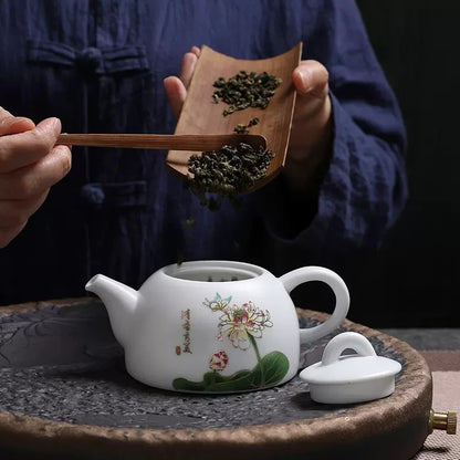 Celadon Tea Pot Kung Fu TeaSet Accessories Ceramic Handmade White Porcelain Teapot Chinese Tea Ceremony Oolong Tea Filter Kettle