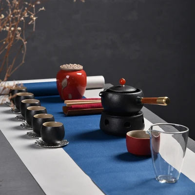 Celadon Tea Set Enamel Ceramics Whole Tea Mat Teapot Teacup Office Home Kung Fu Black Tea Jin Jun Mei Teaware Free Shipping