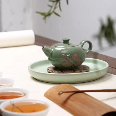 Celadon Teapot Handmade Teapot Ceramics Xi Shi Pot Three-legged Teapot Ge Kiln Ice Cracker Pot Kung Fu Black Tea Teaware