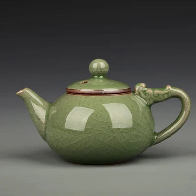 Celadon Teapot Handmade Teapot Ceramics Xi Shi Pot Three-legged Teapot Ge Kiln Ice Cracker Pot Kung Fu Black Tea Teaware