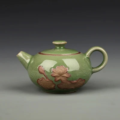 Celadon Teapot Handmade Teapot Ceramics Xi Shi Pot Three-legged Teapot Ge Kiln Ice Cracker Pot Kung Fu Black Tea Teaware