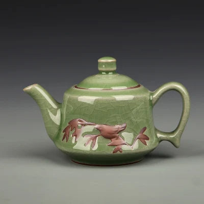 Celadon Teapot Handmade Teapot Ceramics Xi Shi Pot Three-legged Teapot Ge Kiln Ice Cracker Pot Kung Fu Black Tea Teaware