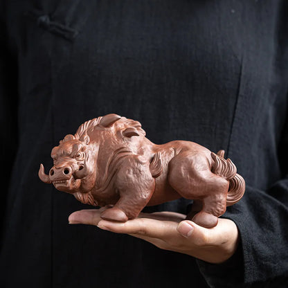 Ceramic Animal Wild Boar Decorative Statue Creative Handmade Sculpture Home Room Office Flower Pot Craft Statue Gift Collection