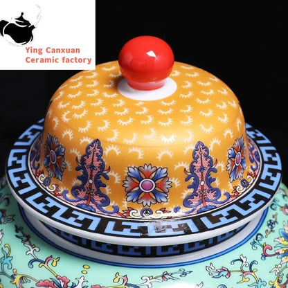 Ceramic Antique Enamel Color Tea Tins Living Room Decoration High Capacity Tea Container Kitchen Nut Moisture-proof Cans