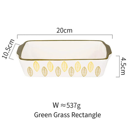 Ceramic Baking Dish Roasting Lasagna Pan  Rectangular Dish Bakeware Pan with Handle Oven Kitchen Baking Tool Moule Gateau Tarte