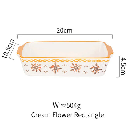 Ceramic Baking Dish Roasting Lasagna Pan  Rectangular Dish Bakeware Pan with Handle Oven Kitchen Baking Tool Moule Gateau Tarte