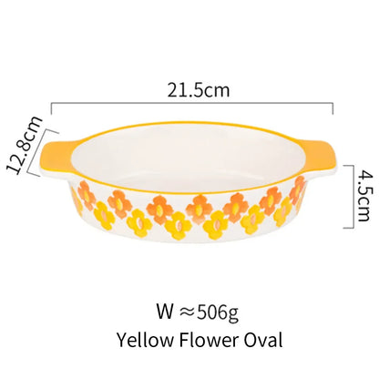 Ceramic Baking Dish Roasting Lasagna Pan  Rectangular Dish Bakeware Pan with Handle Oven Kitchen Baking Tool Moule Gateau Tarte