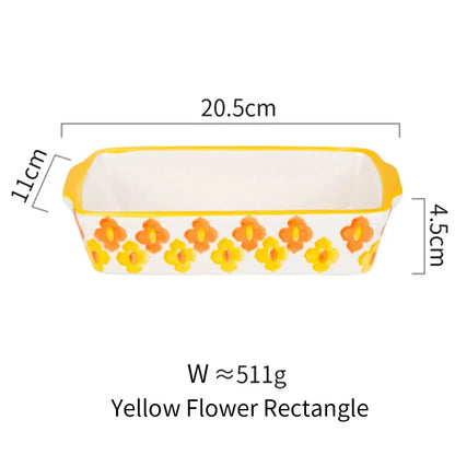 Ceramic Baking Dish Roasting Lasagna Pan  Rectangular Dish Bakeware Pan with Handle Oven Kitchen Baking Tool Moule Gateau Tarte
