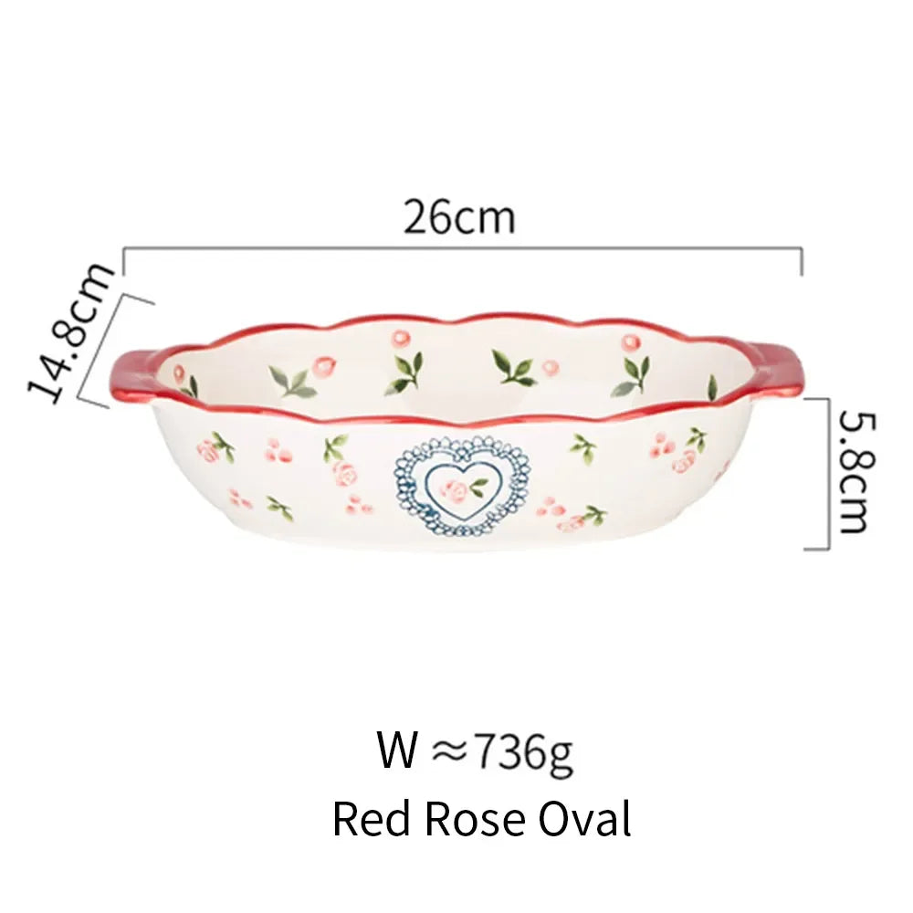 Ceramic Baking Dish Roasting Lasagna Pan  Rectangular Dish Bakeware Pan with Handle Oven Kitchen Baking Tool Moule Gateau Tarte