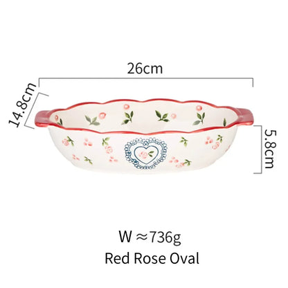 Ceramic Baking Dish Roasting Lasagna Pan  Rectangular Dish Bakeware Pan with Handle Oven Kitchen Baking Tool Moule Gateau Tarte
