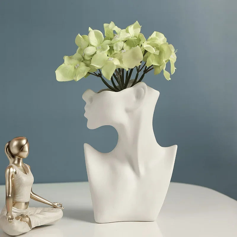 Ceramic Body Art Vase Woman Body Model Vase Nordic Style Modern Home Decor Creative Flower Pot Desk Decoration Vases