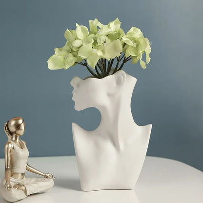 Ceramic Body Art Vase Woman Body Model Vase Nordic Style Modern Home Decor Creative Flower Pot Desk Decoration Vases