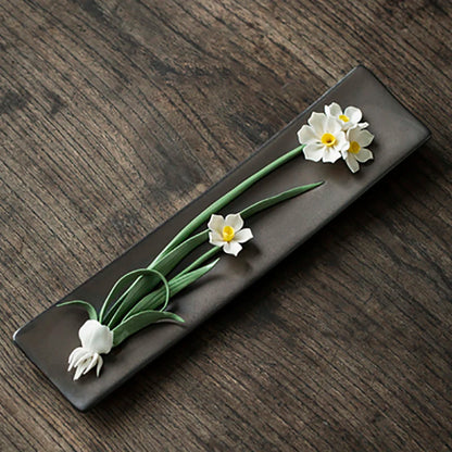 Ceramic Carving Flower Incense Burner Tea Pet Home Decor Incense Stick Holder Aromatherapy Cha Dao Tearoom yoga Accessories