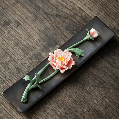 Ceramic Carving Flower Incense Burner Tea Pet Home Decor Incense Stick Holder Aromatherapy Cha Dao Tearoom yoga Accessories
