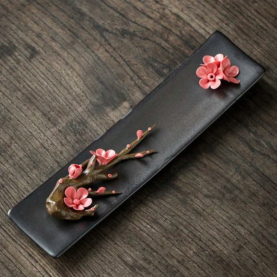 Ceramic Carving Flower Incense Burner Tea Pet Home Decor Incense Stick Holder Aromatherapy Cha Dao Tearoom yoga Accessories