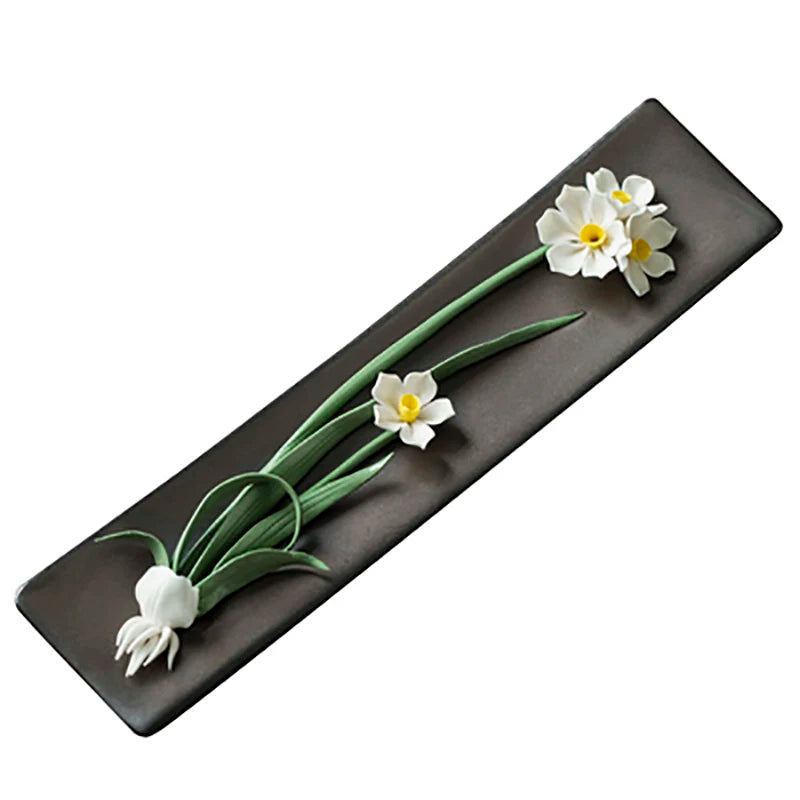 Ceramic Carving Flower Incense Burner Tea Pet Home Decor Incense Stick Holder Aromatherapy Cha Dao Tearoom yoga Accessories