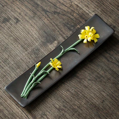 Ceramic Carving Flower Incense Burner Tea Pet Home Decor Incense Stick Holder Aromatherapy Cha Dao Tearoom yoga Accessories