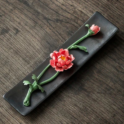 Ceramic Carving Flower Incense Burner Tea Pet Home Decor Incense Stick Holder Aromatherapy Cha Dao Tearoom yoga Accessories