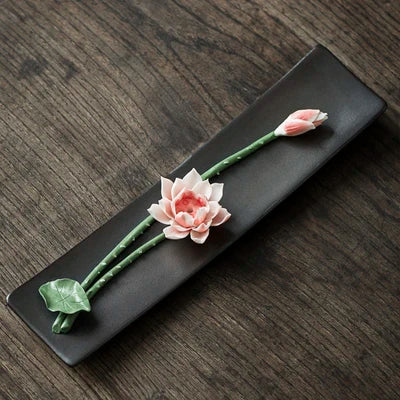Ceramic Carving Flower Incense Burner Tea Pet Home Decor Incense Stick Holder Aromatherapy Cha Dao Tearoom yoga Accessories