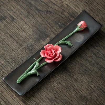Ceramic Carving Flower Incense Burner Tea Pet Home Decor Incense Stick Holder Aromatherapy Cha Dao Tearoom yoga Accessories