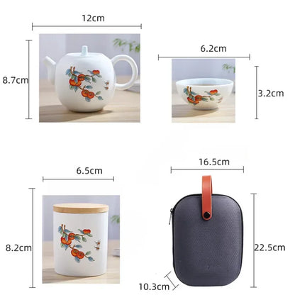 Ceramic Chinese Enamel Color Tea Cup Creative Portable Travel Tea Set With Box Office Teapot Sealed Canister Drinkware Gift