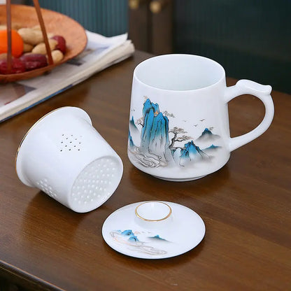 Ceramic Chinese Style Teacups, Drinkware Mugs, Tea Cup Set, Coffee Cups, 400ml, I155