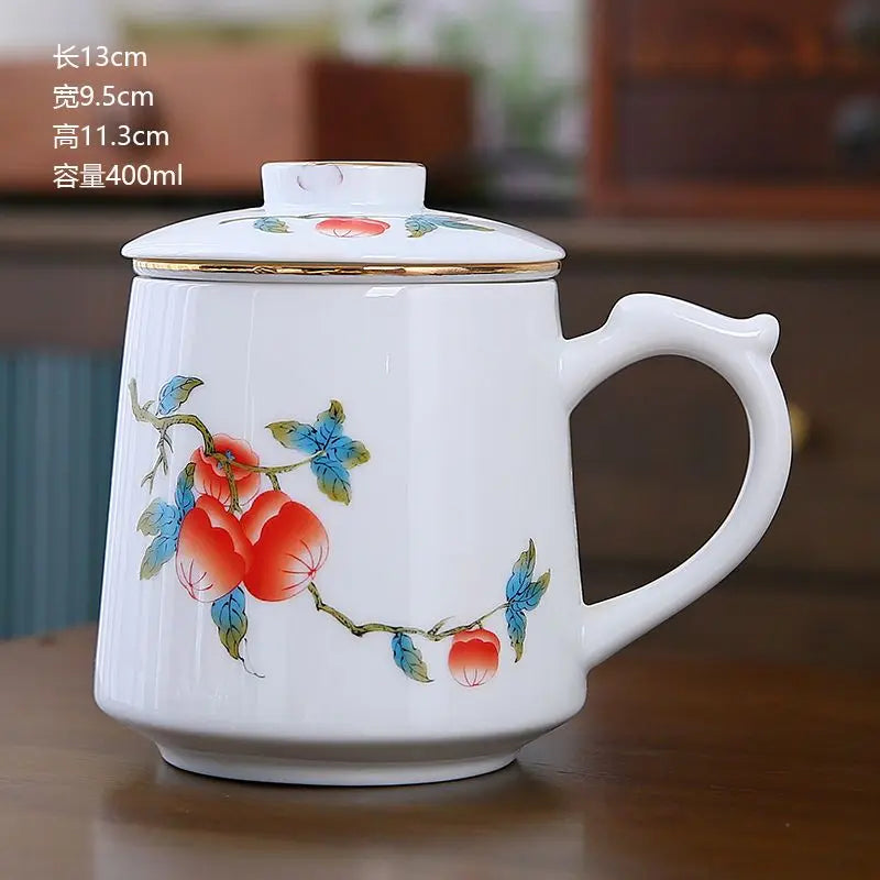 Ceramic Chinese Style Teacups, Drinkware Mugs, Tea Cup Set, Coffee Cups, 400ml, I155