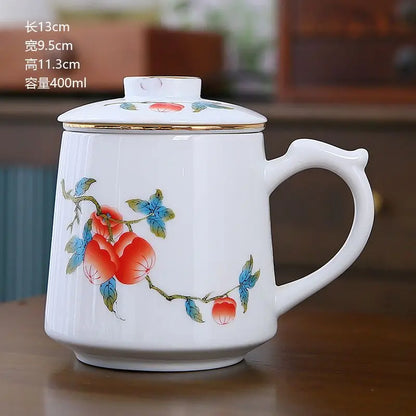 Ceramic Chinese Style Teacups, Drinkware Mugs, Tea Cup Set, Coffee Cups, 400ml, I155
