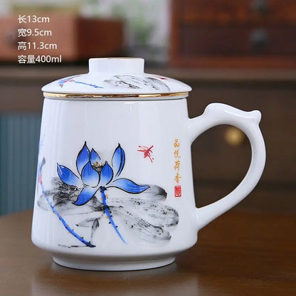 Ceramic Chinese Style Teacups, Drinkware Mugs, Tea Cup Set, Coffee Cups, 400ml, I155