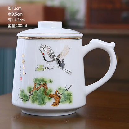 Ceramic Chinese Style Teacups, Drinkware Mugs, Tea Cup Set, Coffee Cups, 400ml, I155