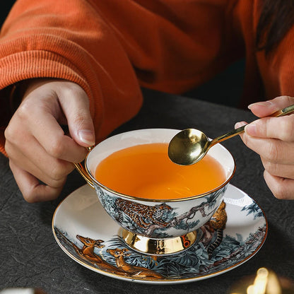 Ceramic Coffee Cup High-end Exquisite Retro Light Luxury European Style Afternoon Tea Set Floral Tea Cup Set