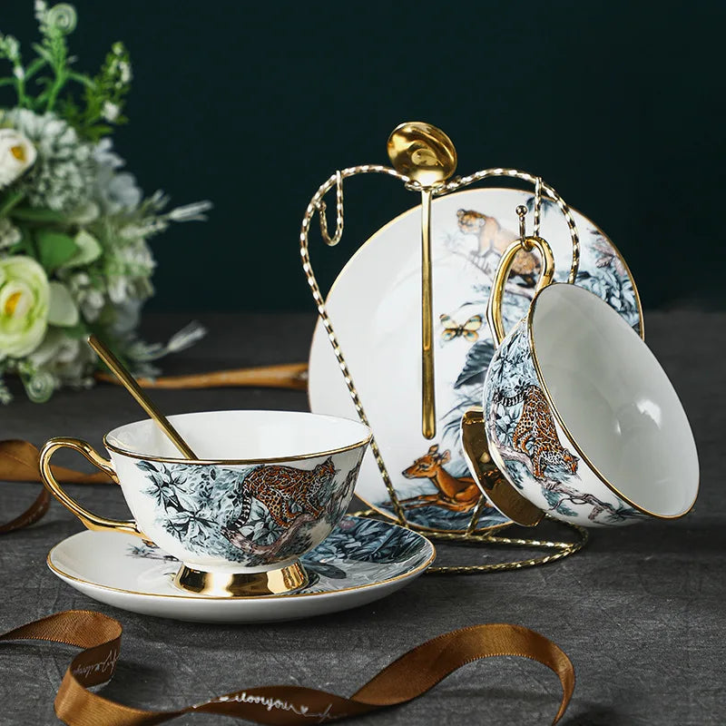 Ceramic Coffee Cup High-end Exquisite Retro Light Luxury European Style Afternoon Tea Set Floral Tea Cup Set