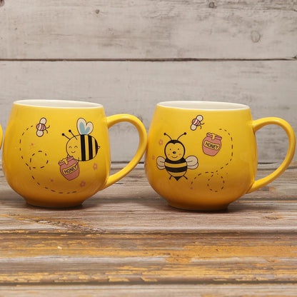 Ceramic Coffee Mug 11OZ Milk Cup Drinkware Yellow bee Pattern Teacup Simple Creative Mugs handle cup
