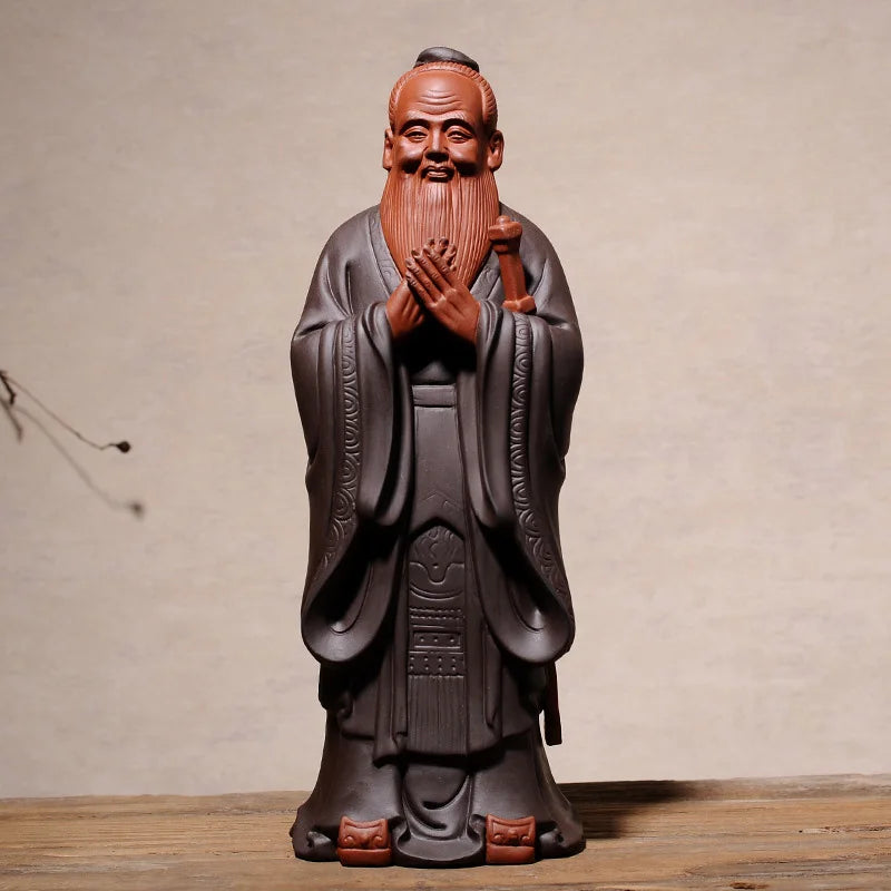 Ceramic Confucius Figure Statue Ornament，modern art sculpture，Home Decor Accessories，Confucius Culture Business Gifts 24.6cm