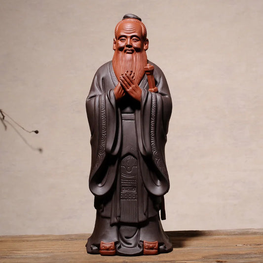 Ceramic Confucius Figure Statue Ornament，modern art sculpture，Home Decor Accessories，Confucius Culture Business Gifts 24.6cm