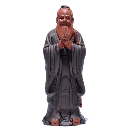 Ceramic Confucius Figure Statue Ornament，modern art sculpture，Home Decor Accessories，Confucius Culture Business Gifts 24.6cm