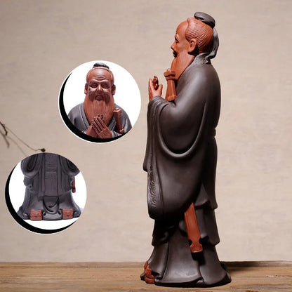 Ceramic Confucius Figure Statue Ornament，modern art sculpture，Home Decor Accessories，Confucius Culture Business Gifts 24.6cm