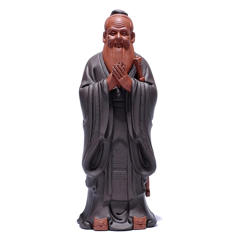 Ceramic Confucius Figure Statue Ornament，modern art sculpture，Home Decor Accessories，Confucius Culture Business Gifts 24.6cm