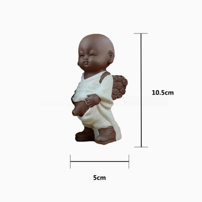 Ceramic Cute Peeing Monk Statues Tea Pet Buddha Figurines for Interior Modern Home Decoration Decorative Buddhas Figures