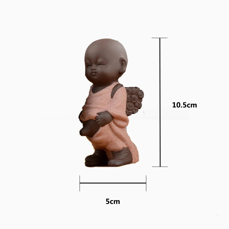 Ceramic Cute Peeing Monk Statues Tea Pet Buddha Figurines for Interior Modern Home Decoration Decorative Buddhas Figures