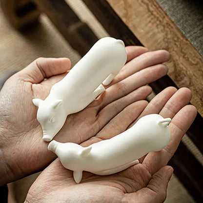 Ceramic Cute Pure White Animal Pig Figurines Porcelain Table Home Decoration Modern Statue Handmade furnishings Ornaments